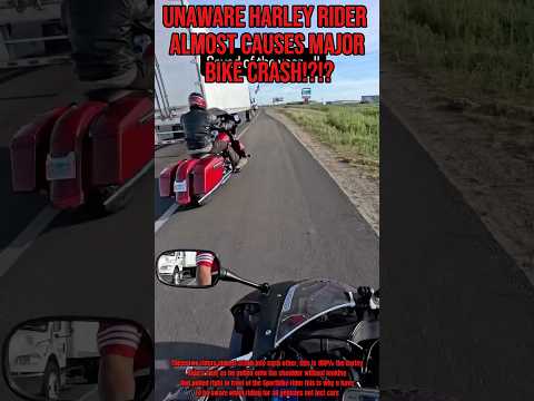 Unaware Harley Rider Almost Causes Major Bike Crash!?!? @crespa503 on IG #biker#craah#moto