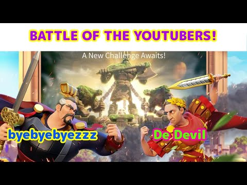 RoK - (LIVE) Battle of The YouTubers! byebyebyezzz vs De Devil! 5 vs 5 On The Open Field!