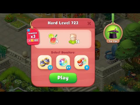 Gardenscapes Level 723 Walkthrough "No Boosters Used"