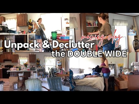 Unpack & Declutter the DOUBLE WIDE (MOVING VLOG) || Large Family Vlog