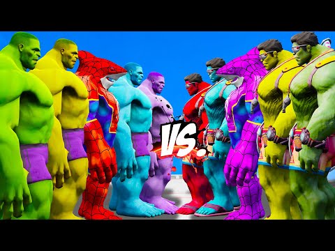 TEAM SPIDER SHARK & HULK VS TEAM SPIDER SHARK PURPLE & HULK - EPIC SUPERHEROES WAR