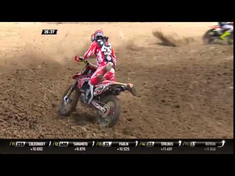 Tim Gajser mistake & battle w/ Antonio Cairoli & Romain Febvre MXGP of Thailand 2016