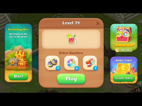 Gardenscapes Level 74 no boosters | F2P (ANDROID, IOS) 4K