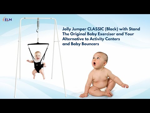 Jolly Jumper CLASSIC (Black) with Stand The Original Baby Exerciser | Baby Bouncers