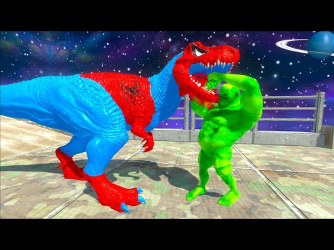 SPIDERMAN T-REX DEATH FALL - Animal Revolt Battle Simulator