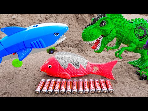 T-rex dinosaur fighting Shark - Animal Toy for kids | ToyTV khủng long