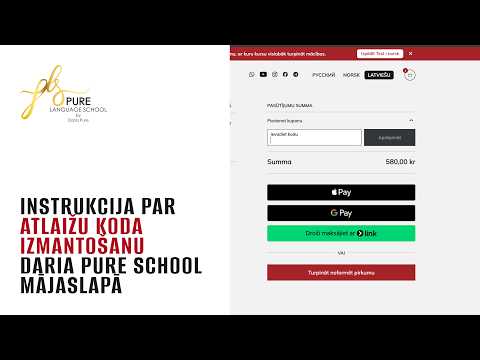 Instrukcija par atlaižu koda izmantošanu Daria Pure School mājaslapā