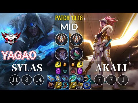 JDG Yagao Sylas vs Akali Mid - KR Patch 10.18
