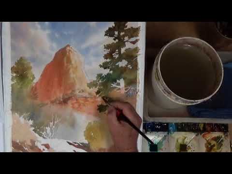 Roland Lee Watercolor Workshop - #9 Part 2 - Cliff, Snow & Pines at Taylor Creek Trail