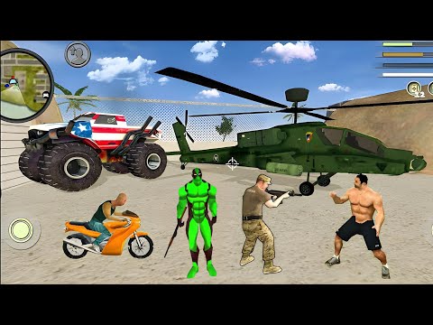 Green Dead-Pool Rope Hero Vice Town Simulator USA Police Fly Army Helicopter #37 - Android Gameplay