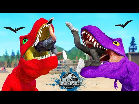 T-Rex vs Spinosaurus, Stegoceratops vs Giganotosaurus, T-Rex vs Evolved I-Rex Dinosaurs Fighting