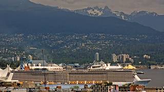 LIVE Anthem of the Seas Departs Vancouver (Koningsdam, Discovery Princess) - Vancouver Cruise Ships