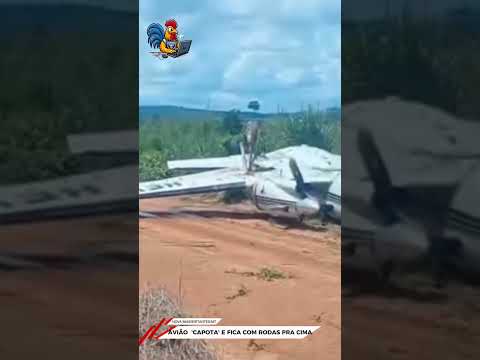 Avião de UTI aérea sai da pista e tomba durante pouso em Mato Grosso