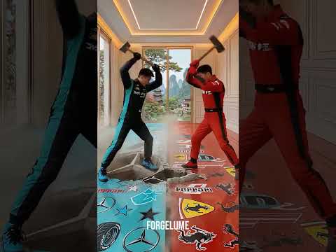 THIS DOUBLE EPOXY FLOOR IS CRAZY 🤯 F1 Mercedes VS Ferrari
