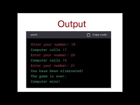 Python Programming Of 21 Number Game In Python