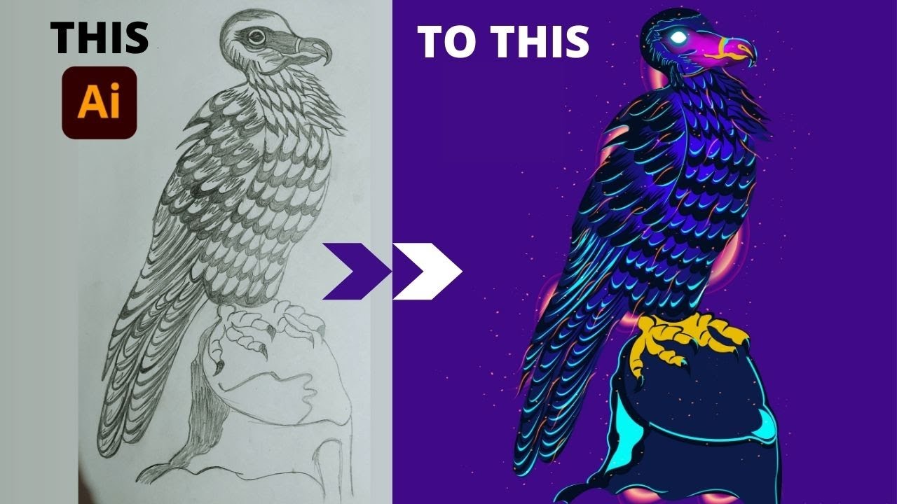 Vulture Illustration Process in Adobe Illustrator | Speed Art