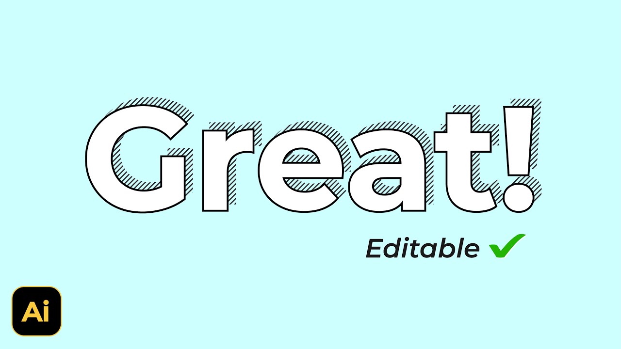 Hatched Shadow Editable Text Effect Design | Adobe Illustrator Tutorials