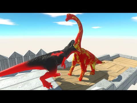 Batman T-Rex Vs Fire Brachiosaurus Death Fall - 🦖Animal Revolt Battle Simulator🦕