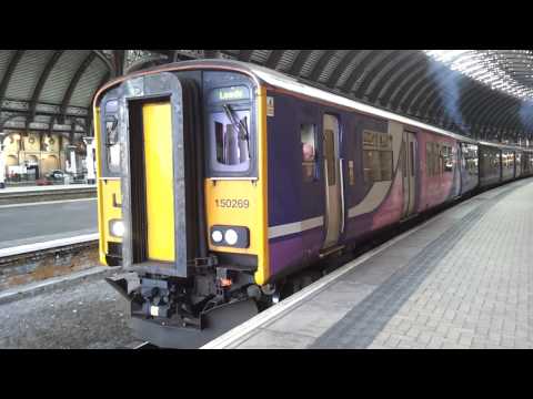 Northern 150269 and 150223 leave York