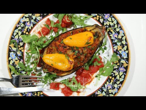 Mushrooms Bulgur Stuffed Eggplants Recipe - Eggplant Boats - Heghineh Cooking Show