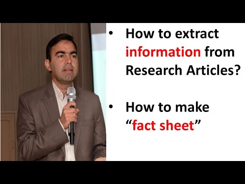How to Extract information from research articles | Fact sheet | Literature review | Kokab Manzoor