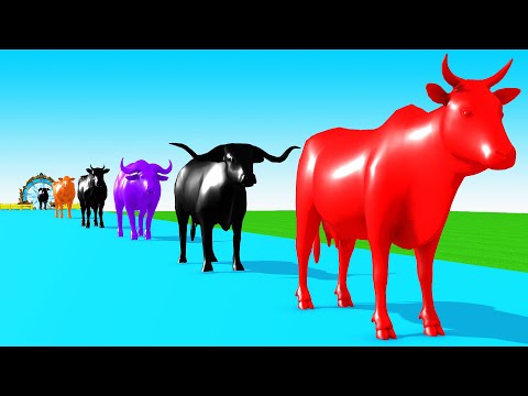 Paint Animals Cow Cartoon,African Buffalo,Bull,yak,Ox,Indian Bison Fountain Crossing Animal Game