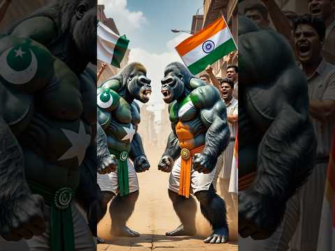 Indian Gorilla vs Pakistani Gorilla 🙏1Lakh Subscribers karwado 🥹#shortsfeed #army #india #Gorilla