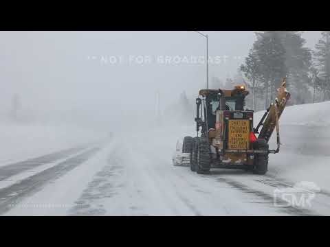 02-27-2023 Soda Springs, CA - Major Blizzard Over Sierras Begin, Blowing Snow, Snowplows