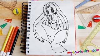 How to draw Anime Mermaids - Easy step-by-step drawing lessons for kids