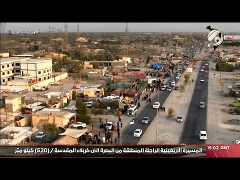 شاهد بالفيديو.. طلائع المسيرة الحسينية الراجلة المنطلقة من البصرة الى كربلاء المقدسة | 2024/8/7
