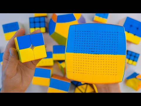 Making Ukraine Flag on Rubik's Cubes of All Sizes Support Ukraine-Stop War