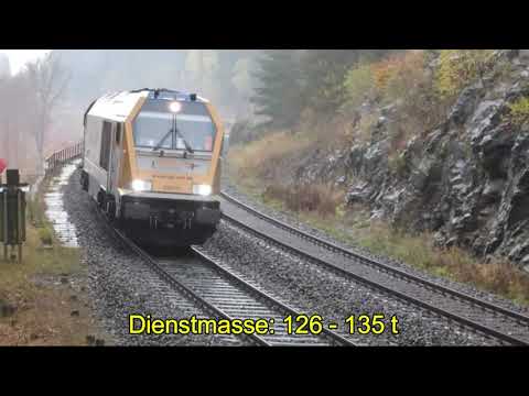 BR 264 (VOITH Maxima 40 CC) im Bahnhof Calau und auf der Schiefen Ebene