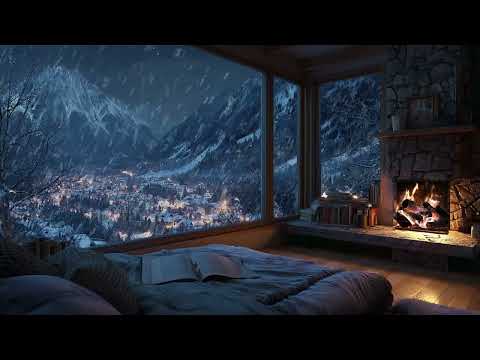 WINTER BLISS Fireplace Crackle Deep Focus Music Snow White Noise