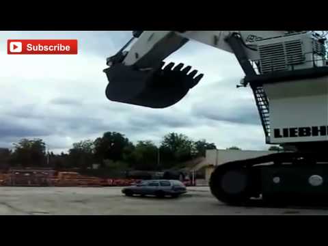 Funny video - Crane crushes car with water