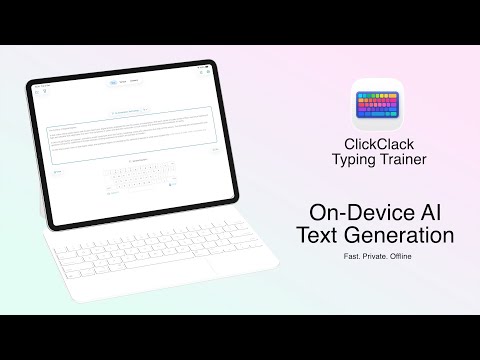 On-Device AI Typing Text Generation — New in ClickClack Typing Trainer. iPhone | iPad | mac thumbnail