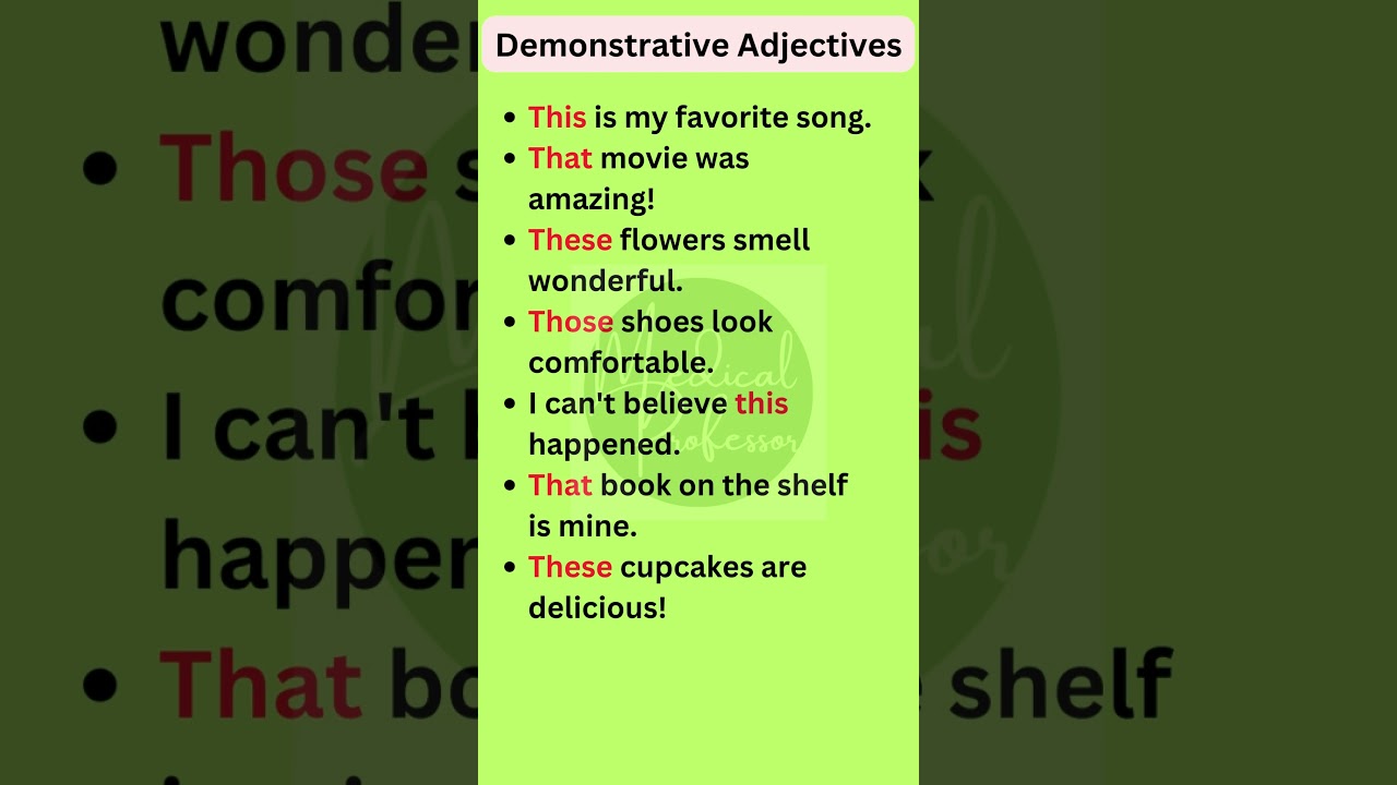 Demonstrative Adjectives in English Grammar #shorts