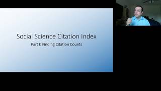 Social Science Citation Index, Part 1