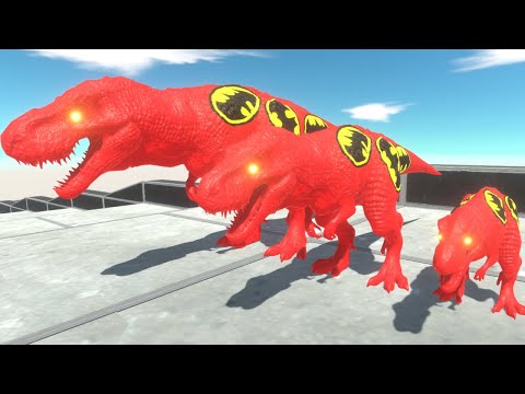DIFFIRENT SIZE RED BATMAN T REX ISLAND DEATH RUN - Animal Revolt Battle Simulator