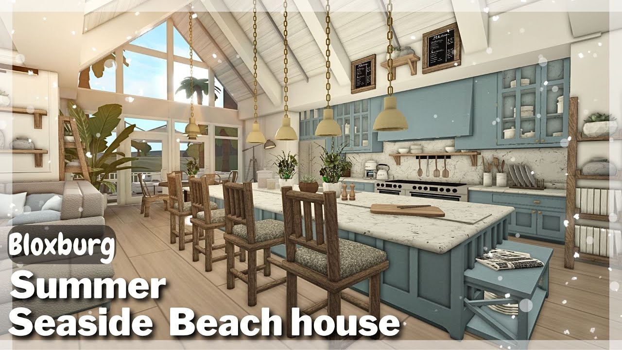 BLOXBURG: Summer Seaside Beach Home Speedbuild (interior + full tour) Roblox House Build