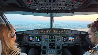 Pilot Cockpit View during Landing at Antalya airport RWY36C- turbulence - Airbus