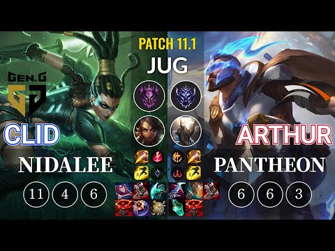 GEN Clid Nidalee vs HLE Arthur Pantheon Jungle - KR Patch 11.1