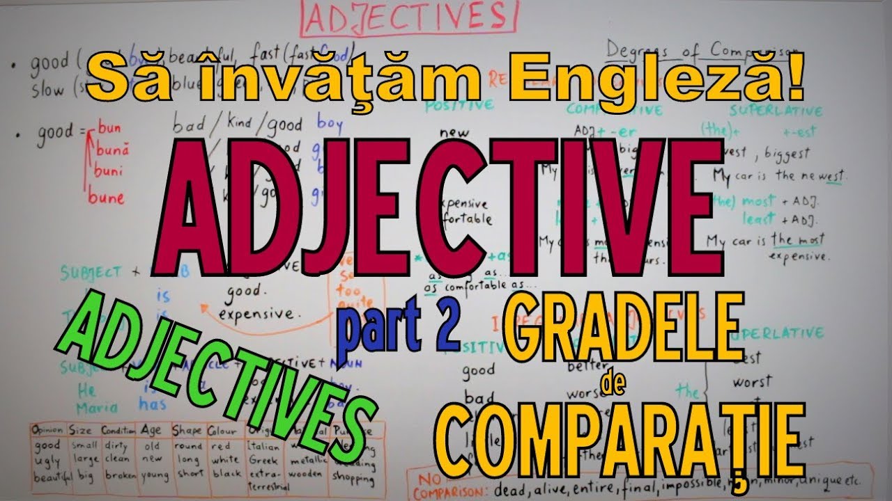 Watch Gradele De Comparatie Ale Adjectivului In Engleza Now Sa invatam engleza - ADJECTIVE/ADJECTIVES - p2 (GRADE de COMPARATIE) - Let's Learn English