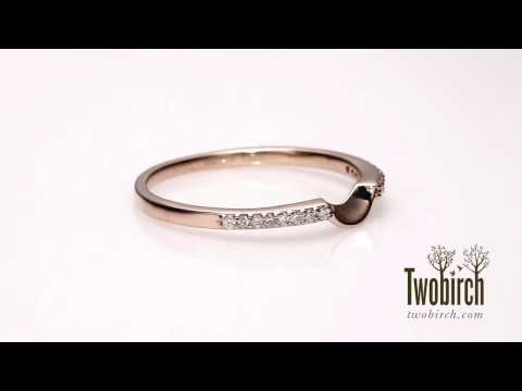0.16 Carat Notched Matching Wedding Ring - TwoBirch  TB-BND-0005-RG-C