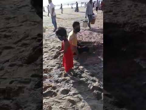 Stuti playing on beach(2)