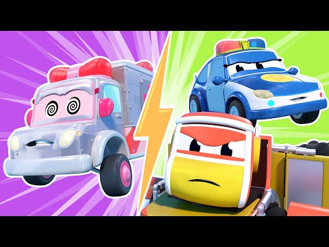 EVIL ROBOT creates an ARMY OF CLONES! Help, SUPER ROBOT! - Robot and Police Car Compilation