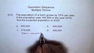 Geometric Sequence Population Growth Q10