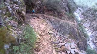 Riding the narrow trail along the South Yuba river