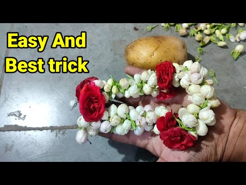 Very Easy Trick To Make Flower Mala For Beginners in Telugu//flower malai string//poola mala/flowers