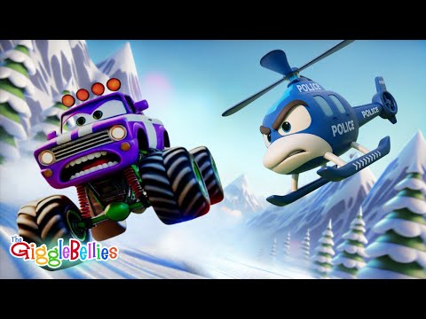 Police Helicopter VS Bad Monster Truck | Nursery Rhymes - GiggleBellies