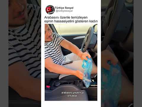 Eşinin Araba Temizliği Konusunda Hassasiyetini Gösteren Kadın🤣😅